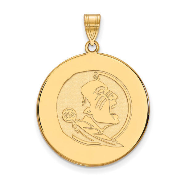 14K Yellow Gold Florida State XL Mascot Disc Pendant