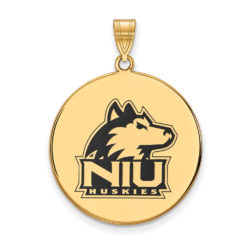 14k Gold Plate Silver Northern Illinois U. XL Enamel Disc Pendant