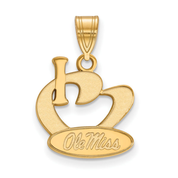 14k Gold Plate Silver U. of Mississippi Large I Love Logo Pendant