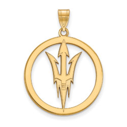 14k Gold Plated Silver Arizona State XL Circle Pendant