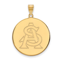 14k Gold Plated Silver Arizona State XL Disc Pendant