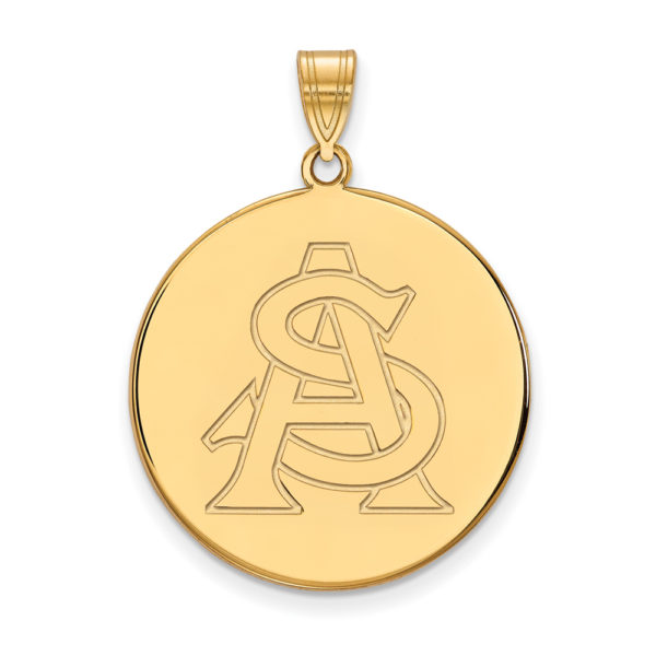 14k Gold Plated Silver Arizona State XL Disc Pendant