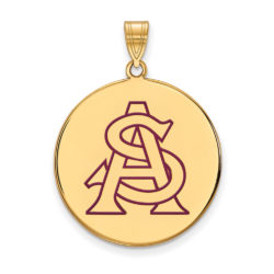 14k Gold Plated Silver Arizona State XL Enamel Disc Pendant