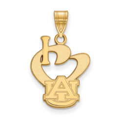 14k Gold Plated Silver Auburn U Large I Love Logo Pendant