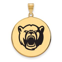 14k Gold Plated Silver Baylor U Large Bears Enamel Disc Pendant