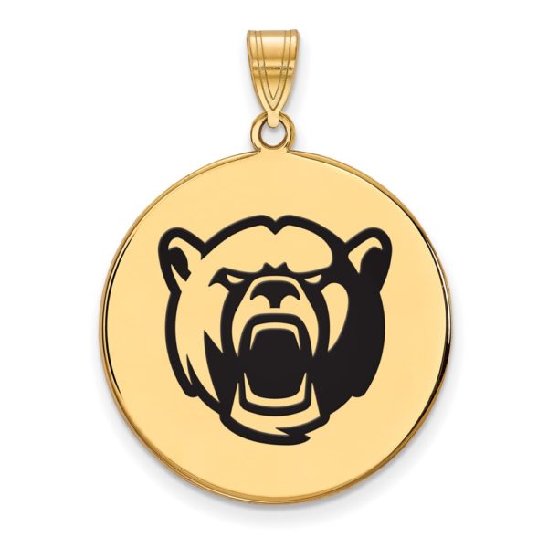 14k Gold Plated Silver Baylor U Large Bears Enamel Disc Pendant