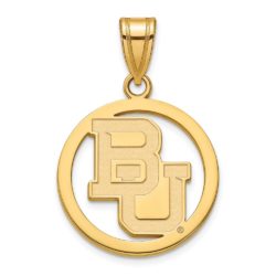 14k Gold Plated Silver Baylor U SM 'BU' Circle Pendant