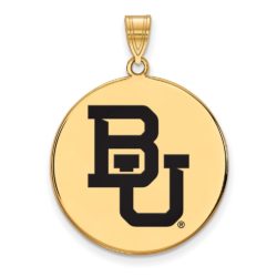 14k Gold Plated Silver Baylor U XL 'BU' Enamel Disc Pendant