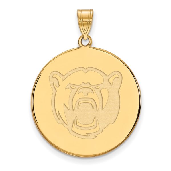 14k Gold Plated Silver Baylor U XL Bears Disc Pendant