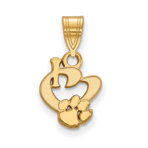 14k Gold Plated Silver Clemson U Small I Love Logo Pendant