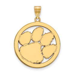 14k Gold Plated Silver Clemson U XL Circle Pendant