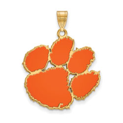 14k Gold Plated Silver Clemson U XL Enamel Pendant