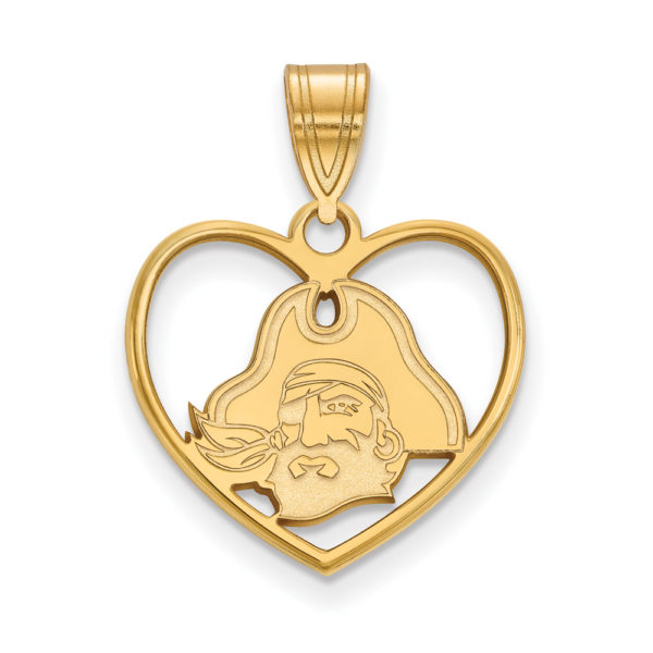 14k Gold Plated Silver East Carolina U Heart Pendant