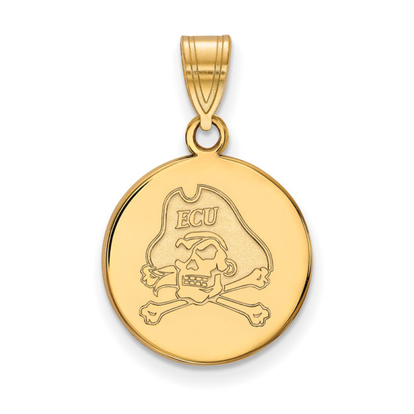 14k Gold Plated Silver East Carolina U Medium Disc Pendant