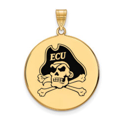 14k Gold Plated Silver East Carolina U XL Enamel Disc Pendant