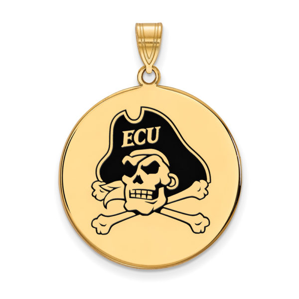 14k Gold Plated Silver East Carolina U XL Enamel Disc Pendant