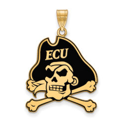 14k Gold Plated Silver East Carolina U XL Enamel Pendant