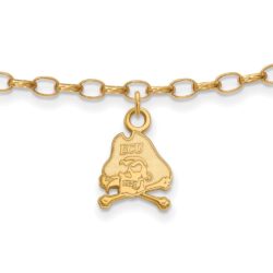 14k Gold Plated Silver East Carolina Univ. Anklet, 9 Inch