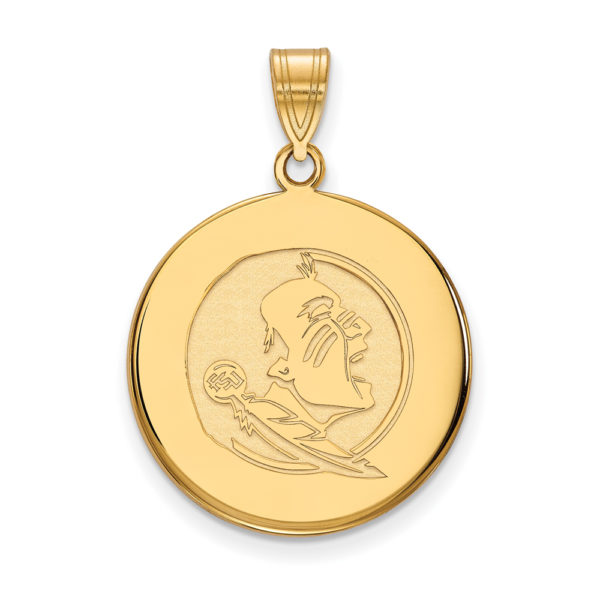 14k Gold Plated Silver Florida State Large Disc Pendant