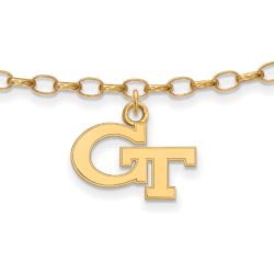 14k Gold Plated Silver Georgia Institute of Tech. Anklet 9 Inch