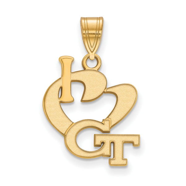 14k Gold Plated Silver Georgia Tech Large I Love Logo Pendant