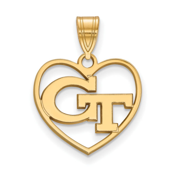 14k Gold Plated Silver Georgia Technology Heart Pendant