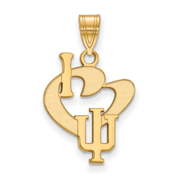 14k Gold Plated Silver Indiana U Large I Love Logo Pendant