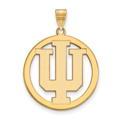 14k Gold Plated Silver Indiana U XL Circle Pendant