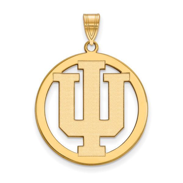 14k Gold Plated Silver Indiana U XL Circle Pendant