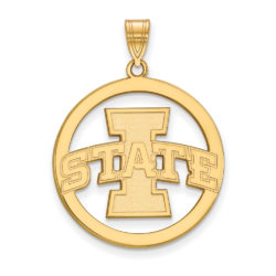 14k Gold Plated Silver Iowa State XL Circle Pendant