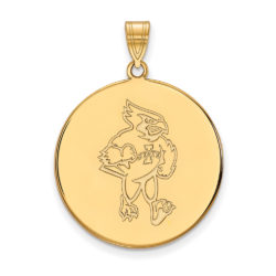 14k Gold Plated Silver Iowa State XL Mascot Disc Pendant