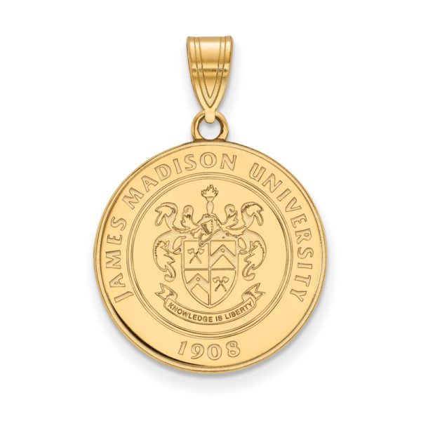 14k Gold Plated Silver James Madison U Large Crest Pendant