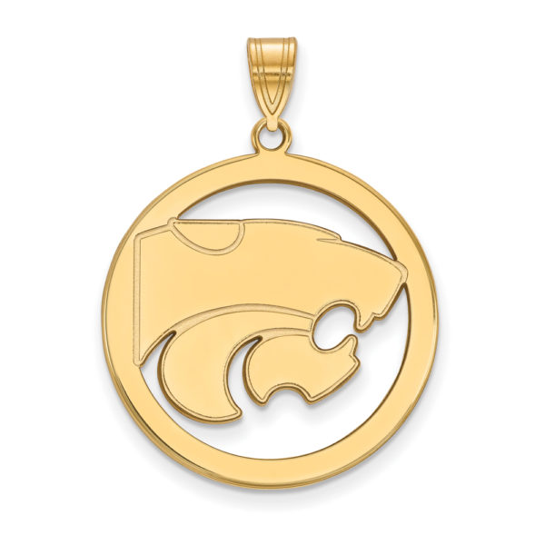 14k Gold Plated Silver Kansas State XL Circle Pendant