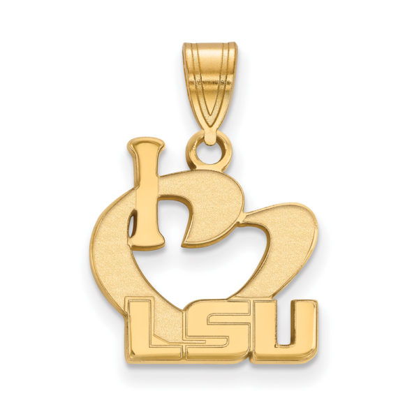 14k Gold Plated Silver Louisiana State Large I Love Logo Pendant