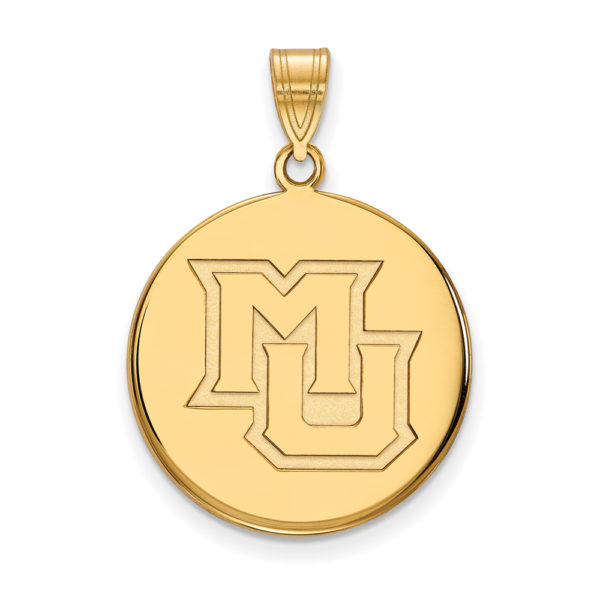 14k Gold Plated Silver Marquette U Large Disc Pendant