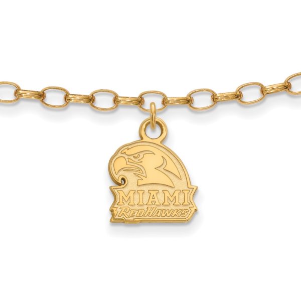 14k Gold Plated Silver Miami University Anklet, 9 Inch