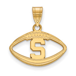 14k Gold Plated Silver Michigan State Football Pendant