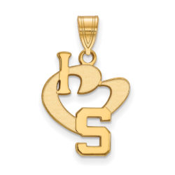 14k Gold Plated Silver Michigan State Large I Love Logo Pendant