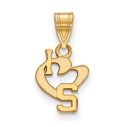 14k Gold Plated Silver Michigan State Small I Love Logo Pendant