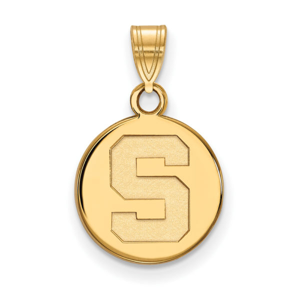 14k Gold Plated Silver Michigan State Small Initial S Disc Pendant