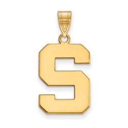 14k Gold Plated Silver Michigan State Univ. Large Initial S Pendant