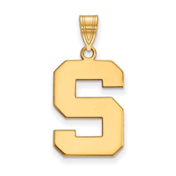 14k Gold Plated Silver Michigan State Univ. Large Initial S Pendant