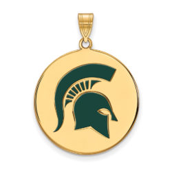 14k Gold Plated Silver Michigan State XL Enamel Disc Pendant