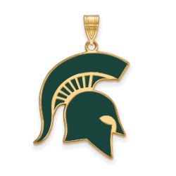 14k Gold Plated Silver Michigan State XL Enamel Pendant