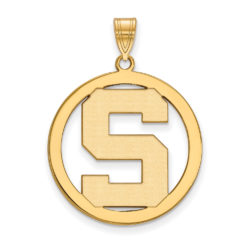 14k Gold Plated Silver Michigan State XL Initial S Circle Pendant