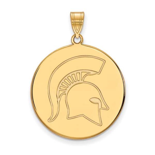 14k Gold Plated Silver Michigan State XL Logo Disc Pendant