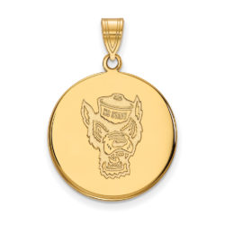 14k Gold Plated Silver North Carolina State Large Mascot Disc Pendant