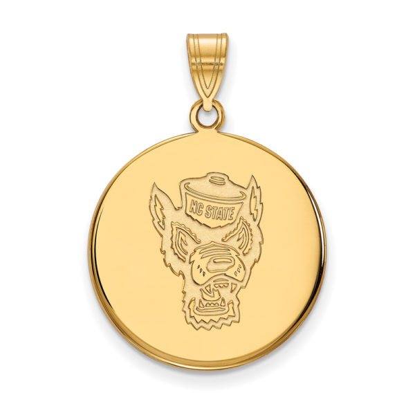 14k Gold Plated Silver North Carolina State Large Mascot Disc Pendant