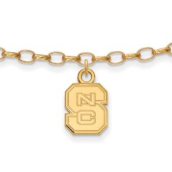 14k Gold Plated Silver North Carolina State Univ. Anklet, 9 Inch