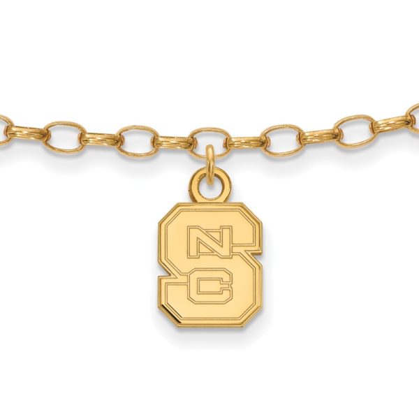 14k Gold Plated Silver North Carolina State Univ. Anklet, 9 Inch